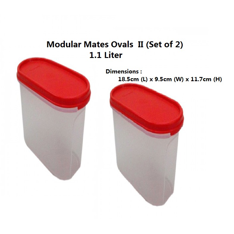 Tupperware Modular Mates Oval II (Set of 2) Red