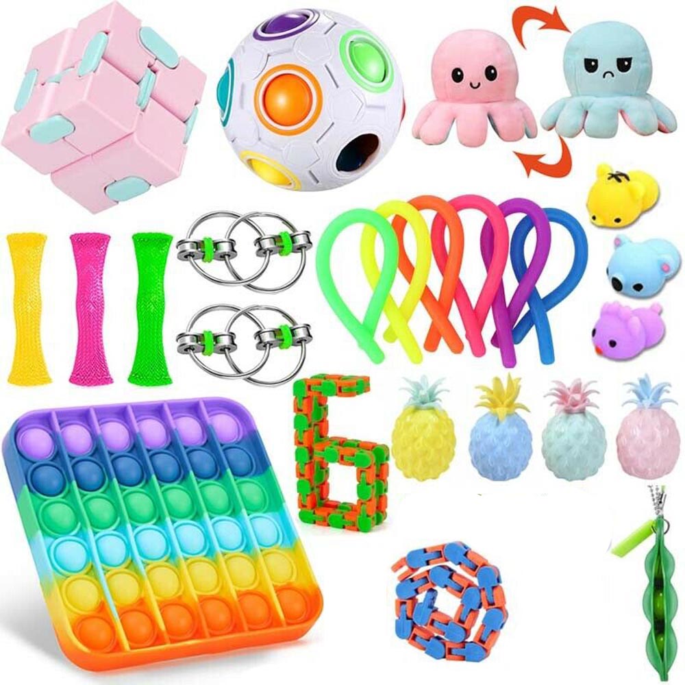26 pcs Fidget Sensory Toy Set ~ Kids Adults Stress ADHD Autism Pop Squishy Mochi 