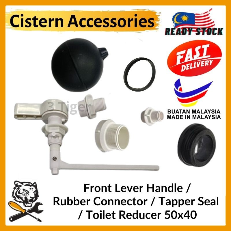 Toilet Cistern Accessories / Front Lever Handle / Rubber Connector / Tapper Seal / Toilet Reducer 50x40 / Round Nut