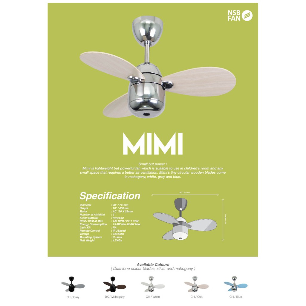 Nsb Mimi 28 Remote Ceiling Fan Smallest Fan