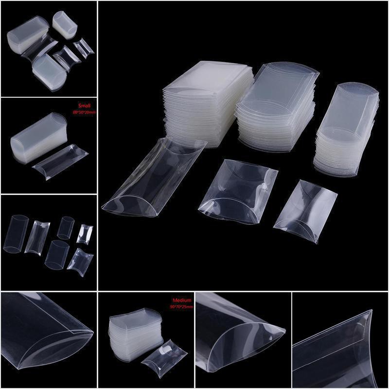 Shkingkom 50pcs Pillow Shape Clear Pvc Candy Box Packaging Gift