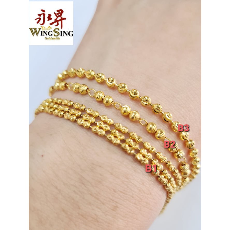 Wing Sing 916 Gold 1c Seeds Of Love Bracelet Rantai Tangan Padu Biji Sawi Emas 916