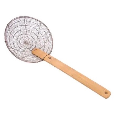 8"/9"/10"/11"/12" Heavy Duty Stainless Steel Hong Kong Sifu Hand-Made Spider Strainer with Bamboo Handle