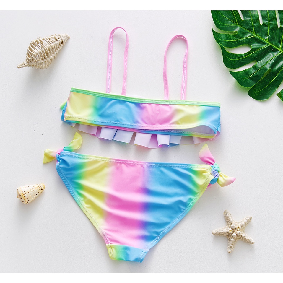 Kids Swimwear Two pieces Girls Swimsuit Rainbow style Girls Swimwear ...