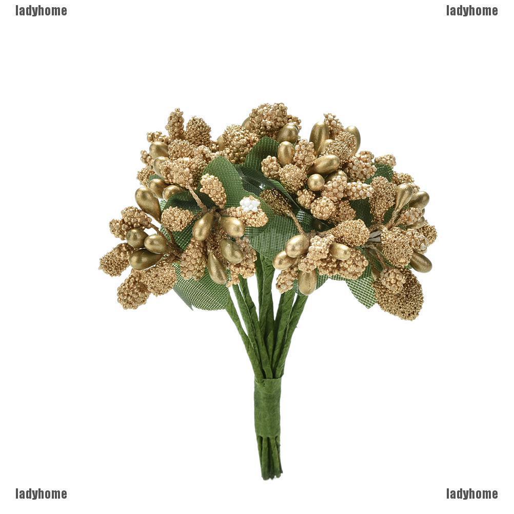 12x Mini Artificial Stamen Bud Silk Flower Bouquet Wedding Decor DIY