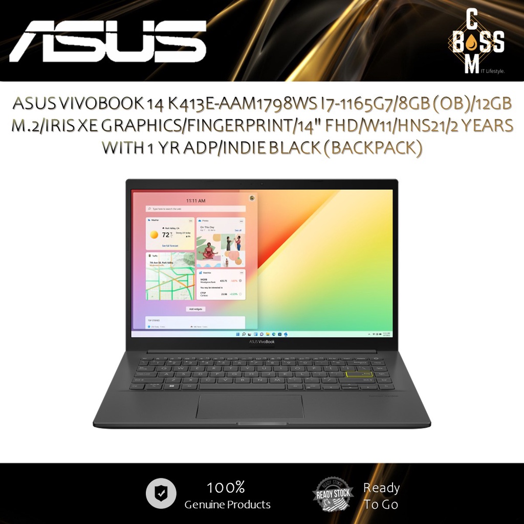 *ORIGINAL*ASUS VIVOBOOK 14 K413E-AAM1798WS I7-1165G7/8GB (OB)/12GB M.2 ...