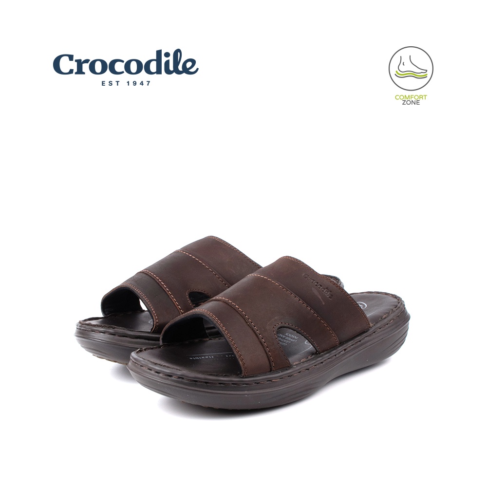 Crocodile Men's Cow Leather Sandals Shoes -D.Coffee 392105-CC3SV-35LP