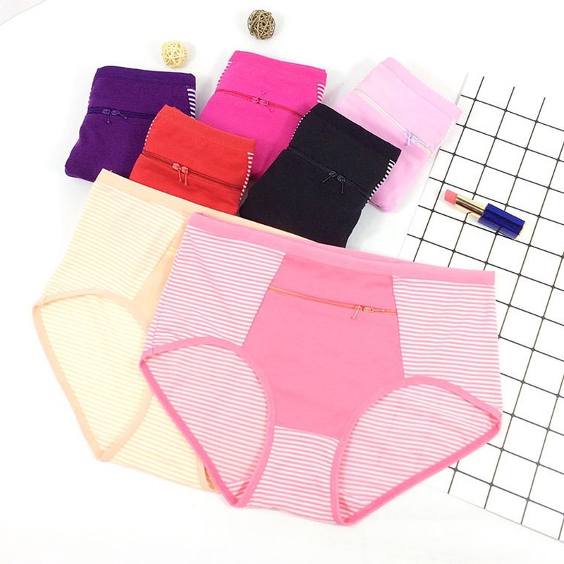 Panties Women's Briefs Antitheft Pocket Zipper Pants Increased Underwear Shopee Malaysia