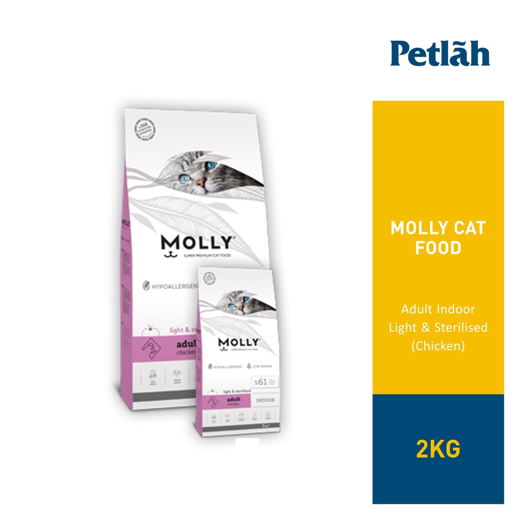 Molly Cat Food Adult Indoor Light & Sterilised Chicken 2kg Shopee