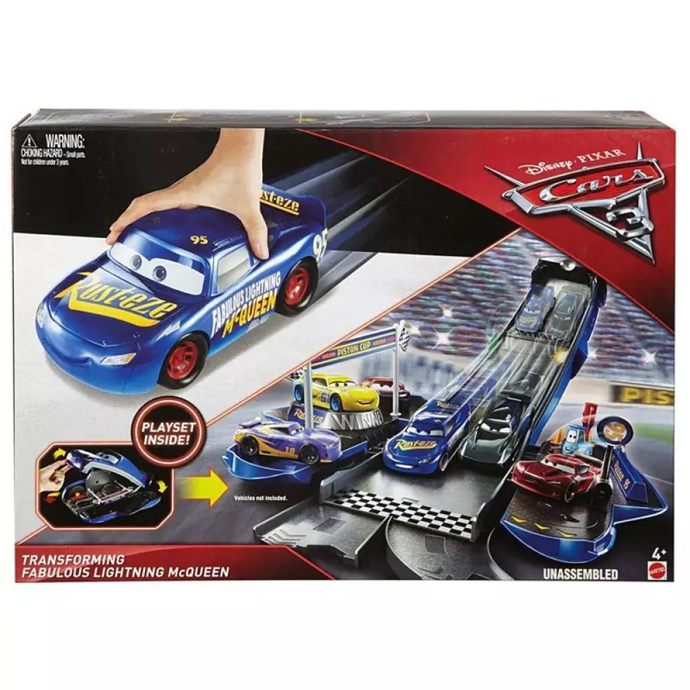 transforming lightning mcqueen playset