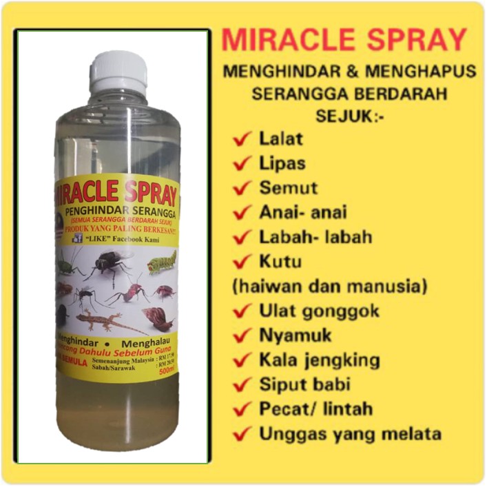 Refill MIRACLE SPRAY (Pembasmi serangga) hapuskan lalat semut lipas pijat anai-anai kutu labah-labah siput babi nyamuk