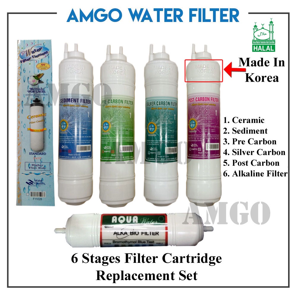 AMGO HALAL K3000 Alkaline 6 off Pieces Filter Replacement Water Filter Set ( Cartridge Water