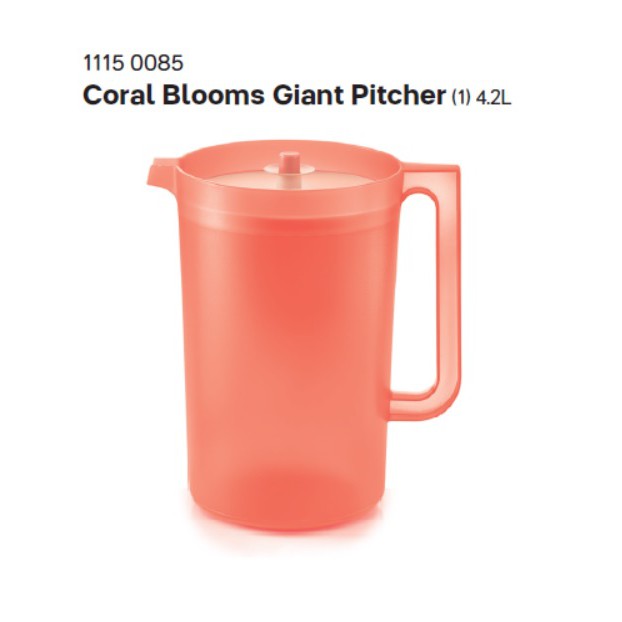 Tupperware Coral Blooms Giant Pitcher 4.2L