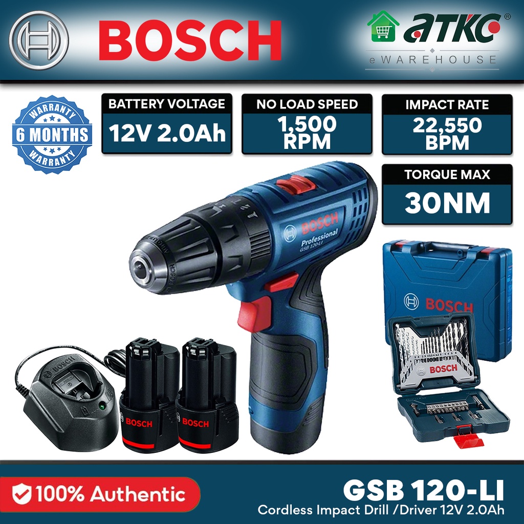 Bosch GSB 120LI (GEN 2) Cordless Impact Drill/Driver 12V 2.0Ah