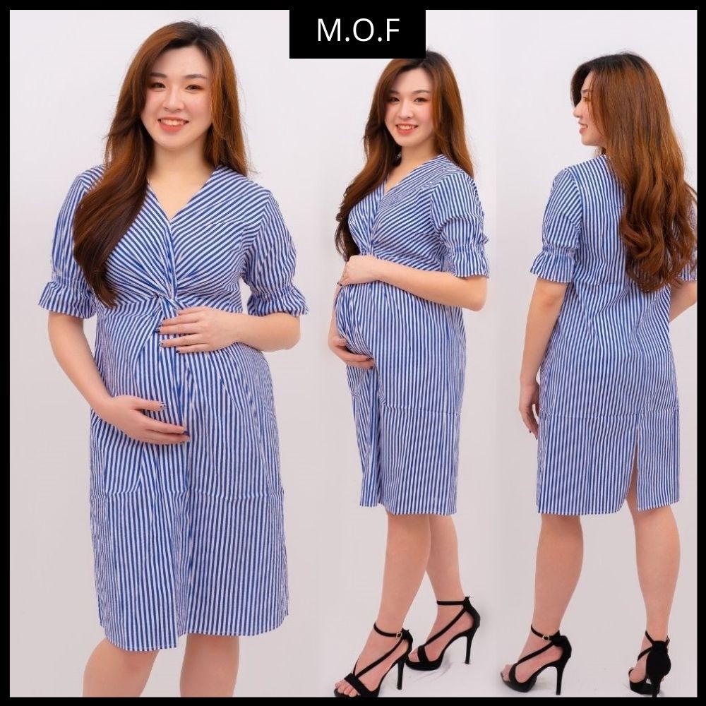 [MOF Exclusive] Korean Fashion Pregnant Woman Loose Maternity Dress Clothes Baju Mengandung MFYD050
