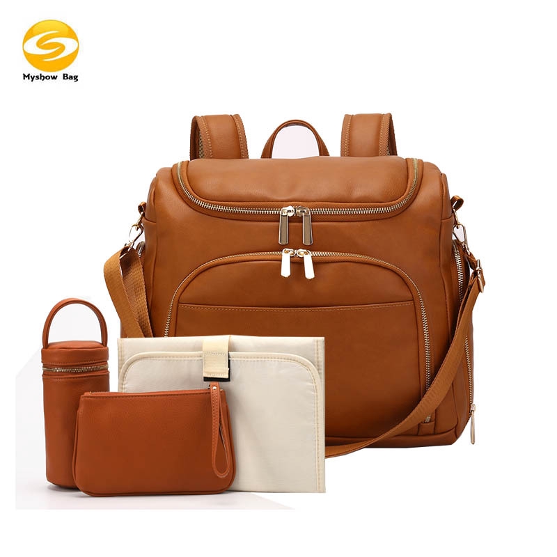 backpack changing bag leather