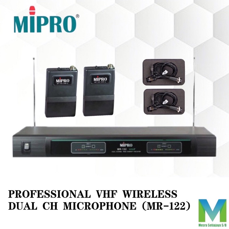 Mipro MR122/MT103 Professional VHF Dual Channel Wireless Body pack Microphone Shopee Malaysia