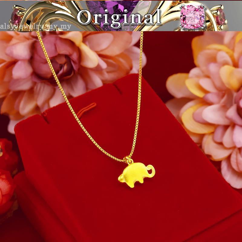 Net red section 916 gold version true 916 gold craft baby elephant necklace Vietnam Sha 916 gold female solid high