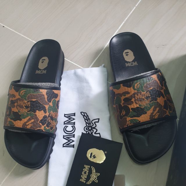 mcm x bape slides