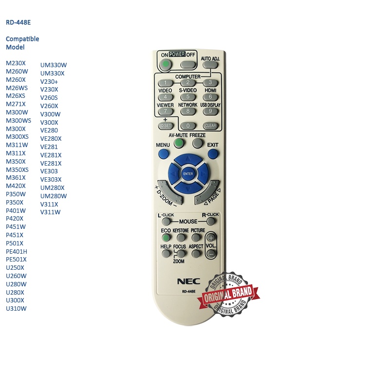 NEW Original NEC Projector Remote Control RD448e,RD469e,RD472e