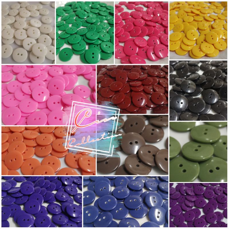 [LOCAL READY STOCK] 50pcs 2 Holes Plastic Dark Colours Button |Sewing Crafts 18mm