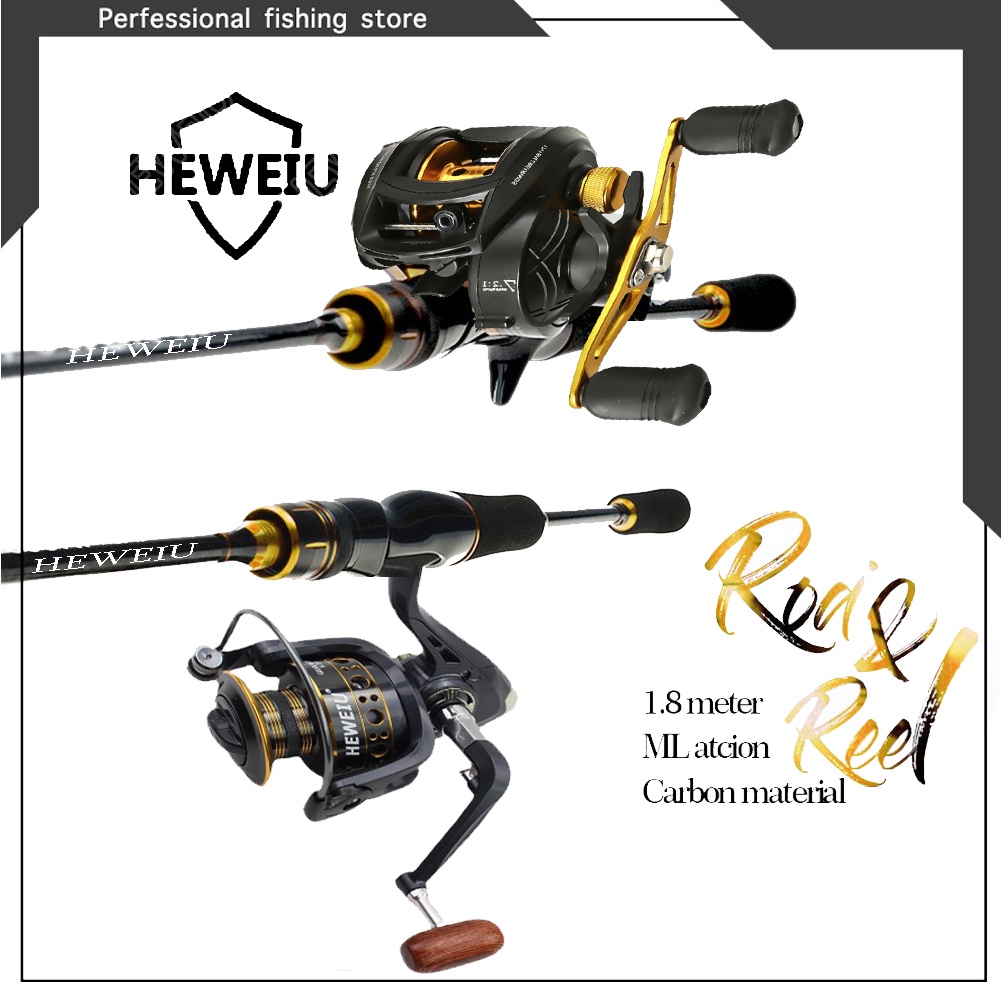Right Hand 2.4M Carbon 4 Pieces Fishing Rod w/18BB Baitcasting Reel Freshwater 