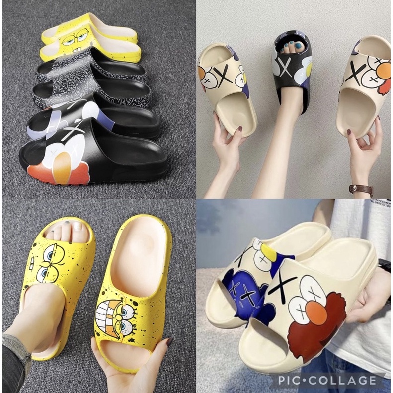 Unisex SpongeBob Sandals Sesame Street Slippers Men's and Women's Kasut Selipar Perempuan Lelaki懒人拖鞋