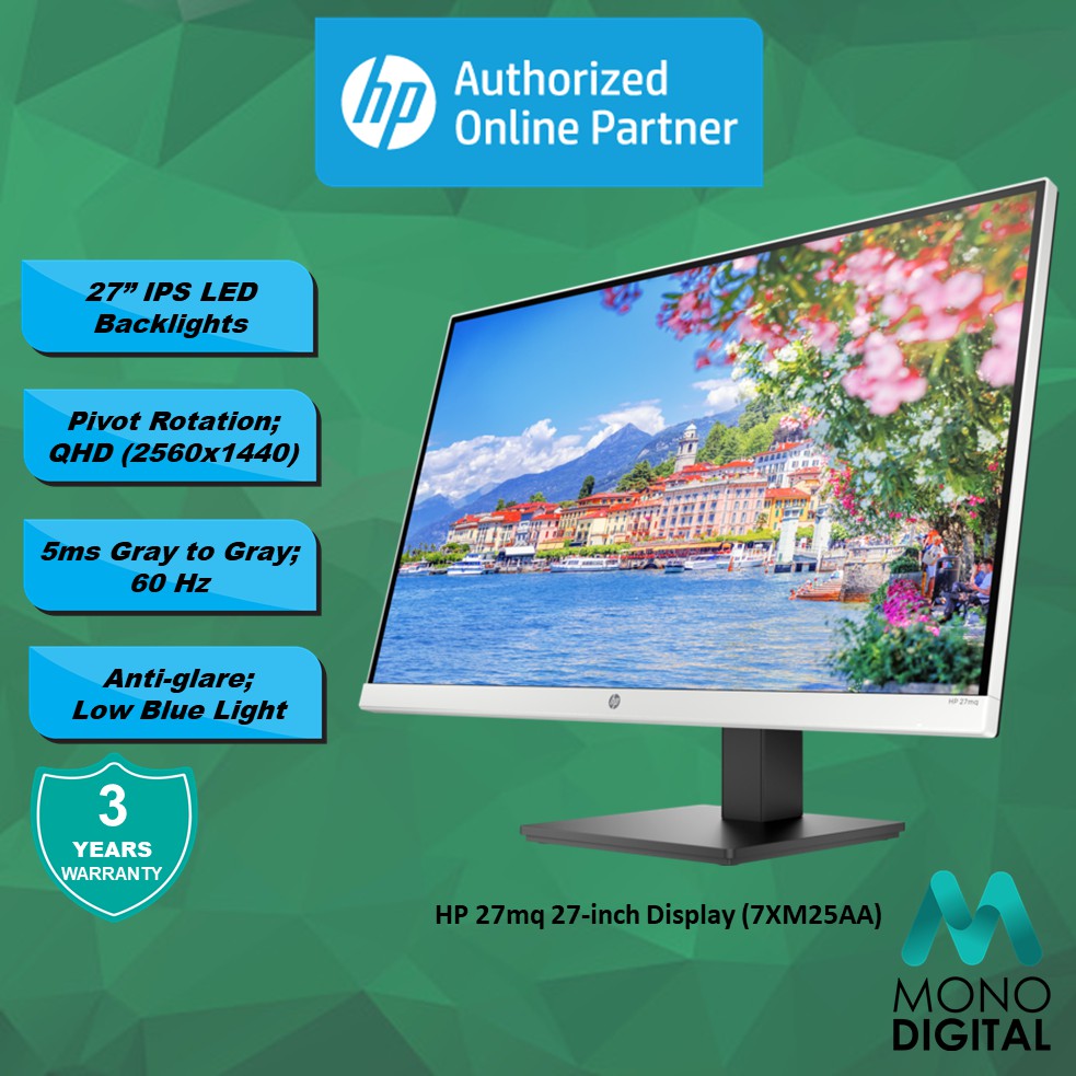 HP 27MQ Monitor IPS LED Monitor QHD / 2K Monitor 60Hz 178 Degree Ultra