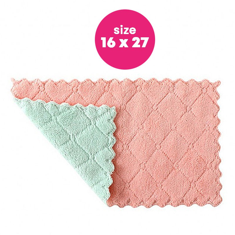 Microfiber Household Kitchen Towel Absorbent Thicker Double-layer Wipe Table Oil Free Dishcloth Kain Tuala Dapur