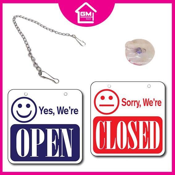 [GMRACK] HARD ACRYLIC SIGN BOARD DUAL SIDE YES, WE ARE OPEN / SORRY WE ARE CLOSE WITH CHAIN