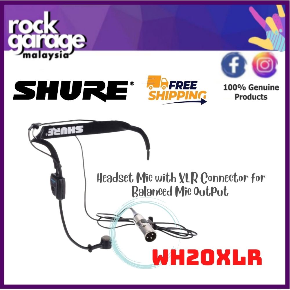 Shure WH20XLR Headset Mic with XLR Connector for Balanced Mic Output