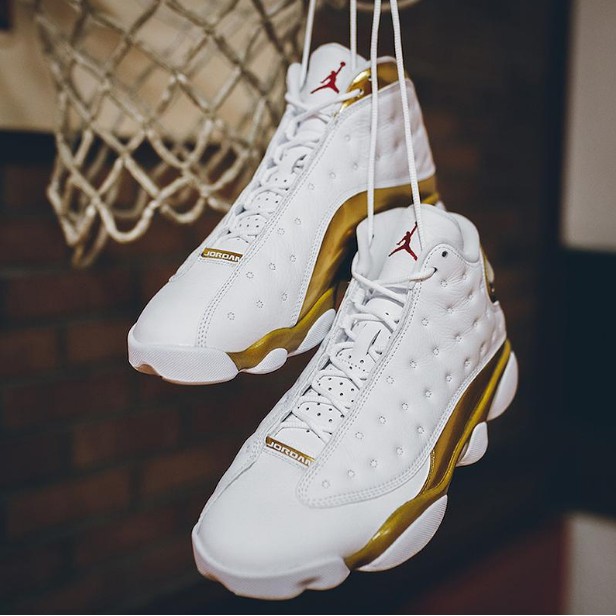 jordan 13 white and gold