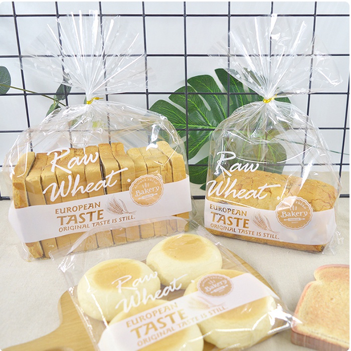 READY STOCK 100PCS RAW WHEAT OPP SELF ADHESIVE BREAD TOAST BAKERY