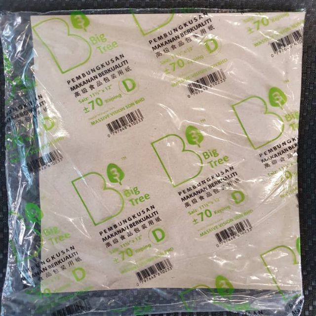 Food Wrapper Kertas Bungkus Nasi Kertas Minyak Size A B C D 70pcs 100pcs Shopee Malaysia