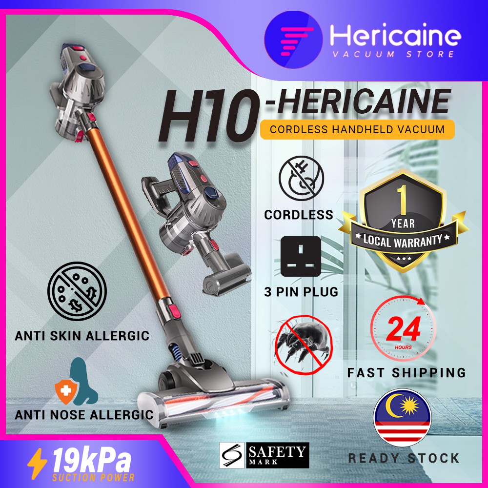 🇲🇾Hericaine Cordless Vacuum Cleaner H10 LED Light dust mite vacuum