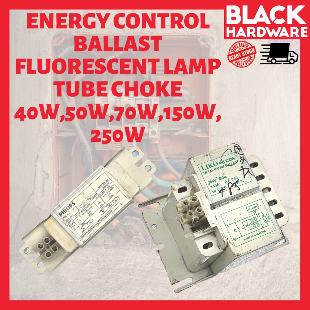 Black Hardware Fluorescent Lamp Tube Choke Light Ballast Lampu Electric