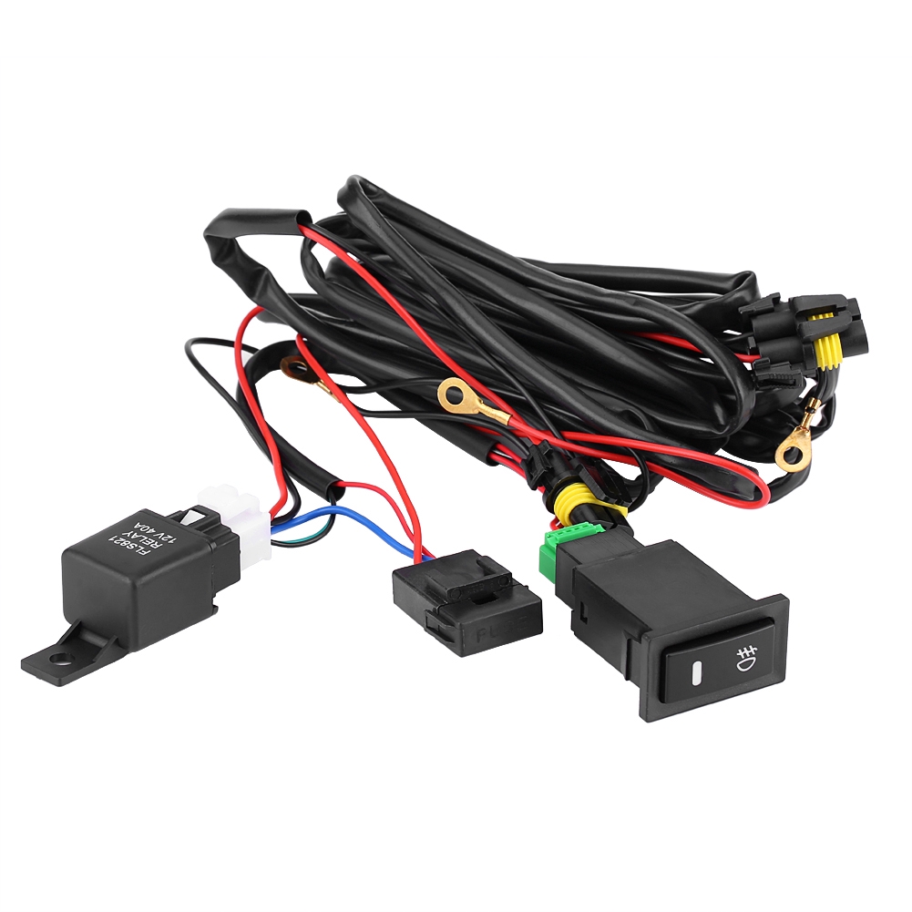 12v Universal Car Led Fog Light On Off Switch Wiring Harness Fuse Relay Kit Shopee Malaysia