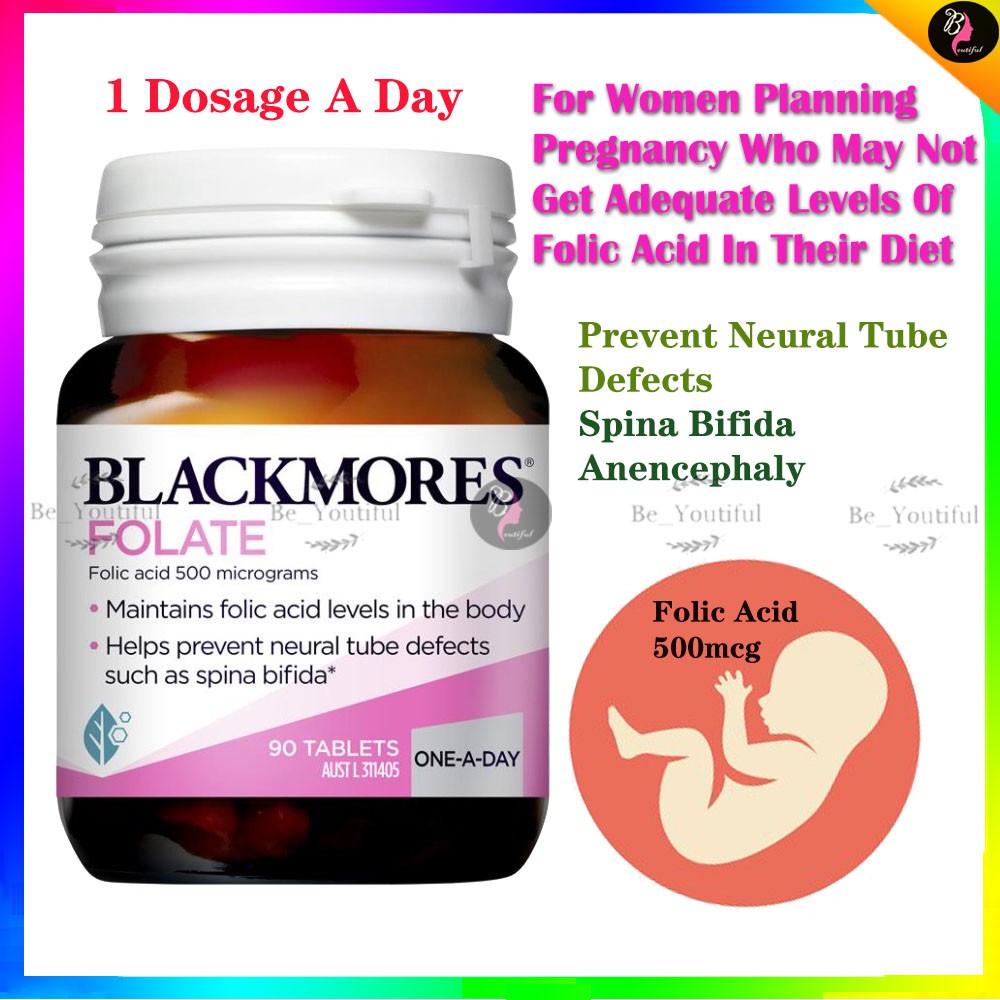 Folic Acid Folate 90 Tablets Pregnancy Conceive Supplements 孕前孕早期必备叶酸片帮助宝宝健康发育 Blackmores