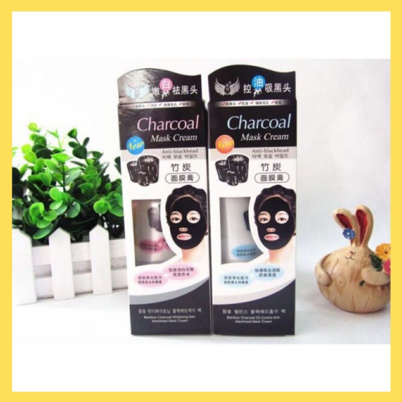 READY STOCK Charcoal Mask Cream Anti Blackhead Bamboo Charcoal Peel Off Mask Cream Oil Control / 竹炭控油吸黑头面膜膏