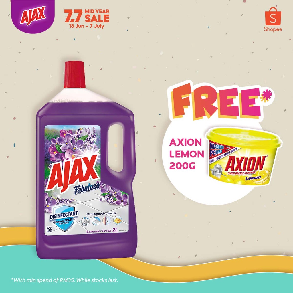 Ajax Fabuloso Lavender Multi Purpose Floor Cleaner Eliminates 99.9