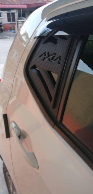 Perodua Axia Black Rear Side 3d Carbon Window Triangle 