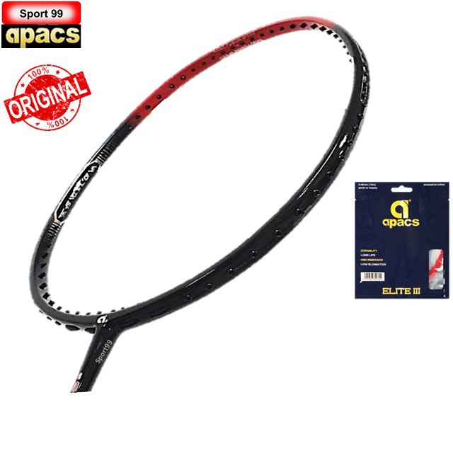 (Siap pasang Tali 4-KNOT) Apacs Nano Fusion Speed 722 (Original)Badminton Racket- Black Red(1pcs)