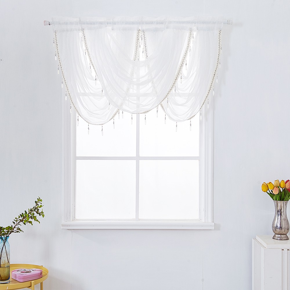 Waterfall Valance Curtains Sheer For Window Silk Line Luxury