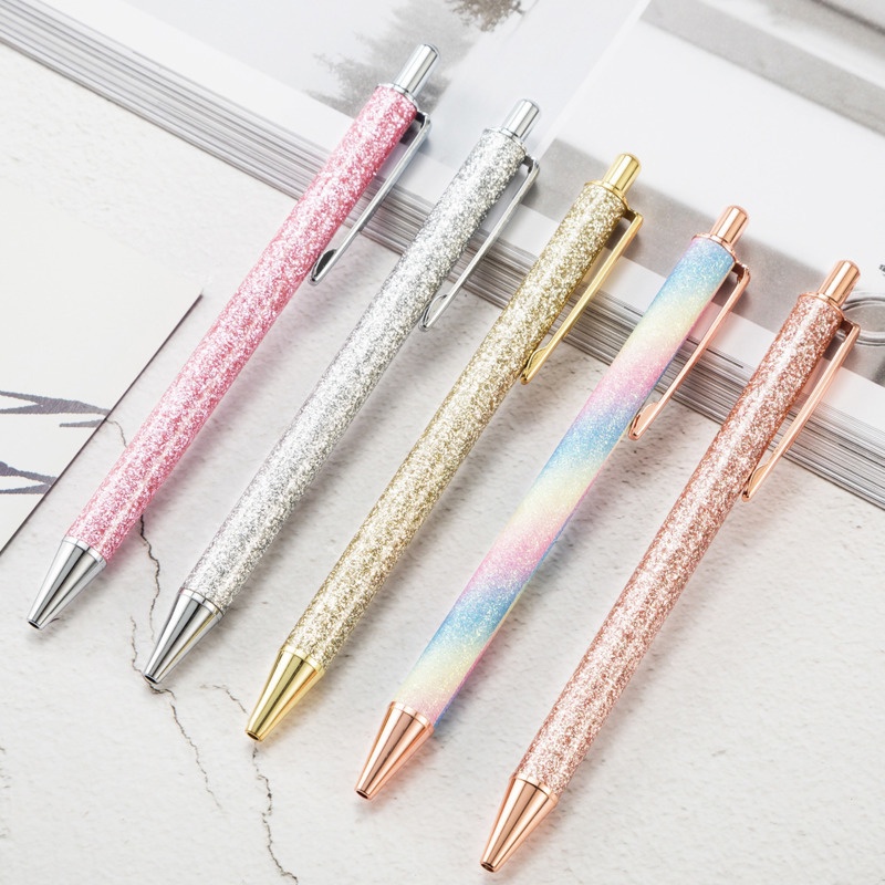 2 Piece Ballpoint Pen Luxury Cute Wedding Rose Gold Metal Stationery School Office Supply