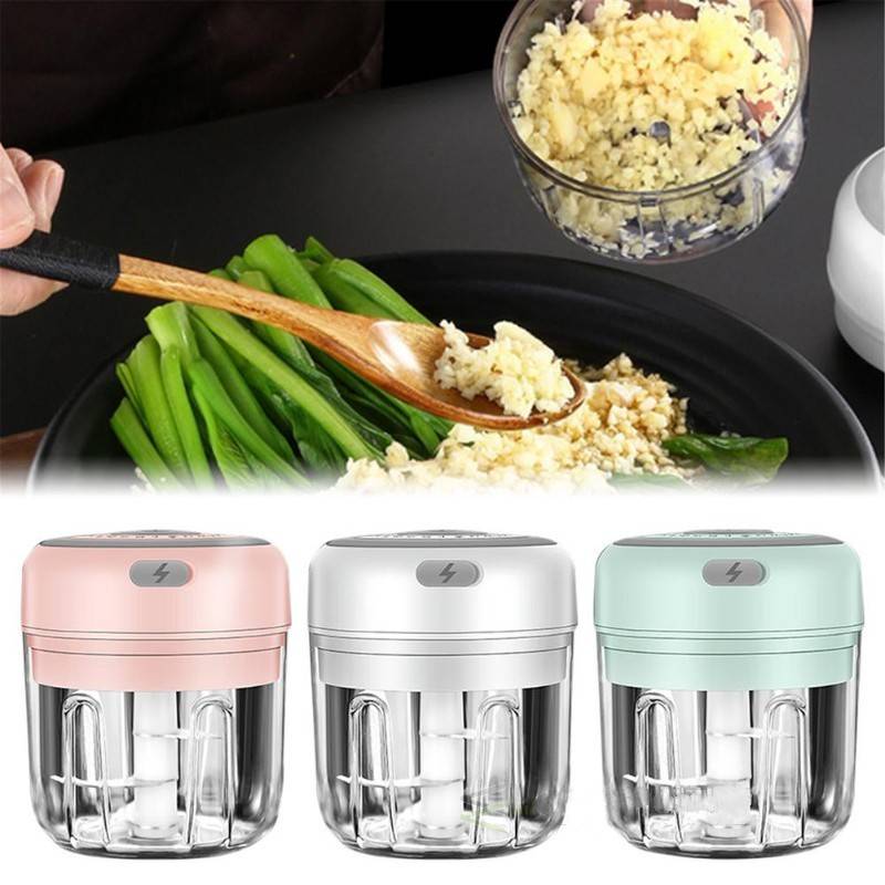 READY STOCK Electric Garlic Masher Automatic Garlic Crusher Chopper Portable Wireless Chopper USB Charging Blend Garlic Chilli Baby Food Mini Vegetable Masher