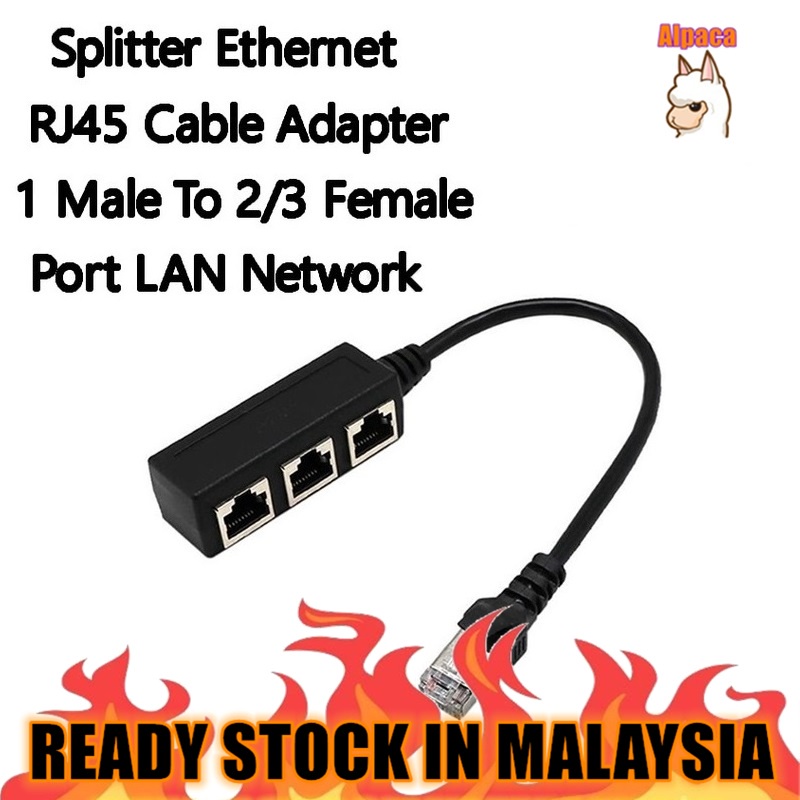 Splitter RJ45 Cable Adapter 1 Male To 3 Female Port LAN