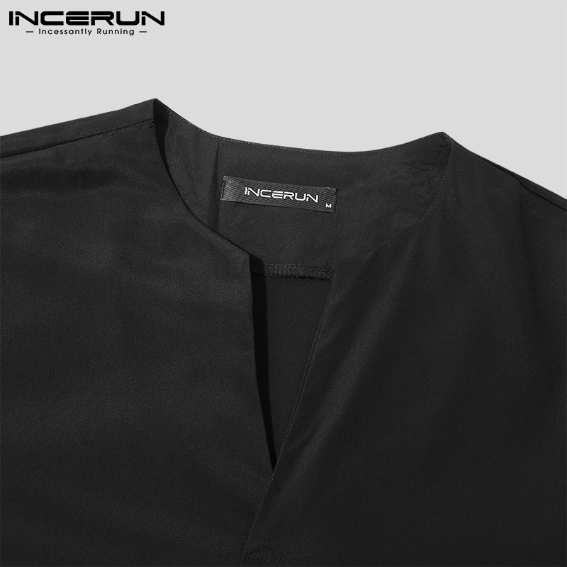 Essential Durable INCERUN Men's Fashion Korean Style V Neck Long Sleeves Leisure Soft Shirts Have - Image 4