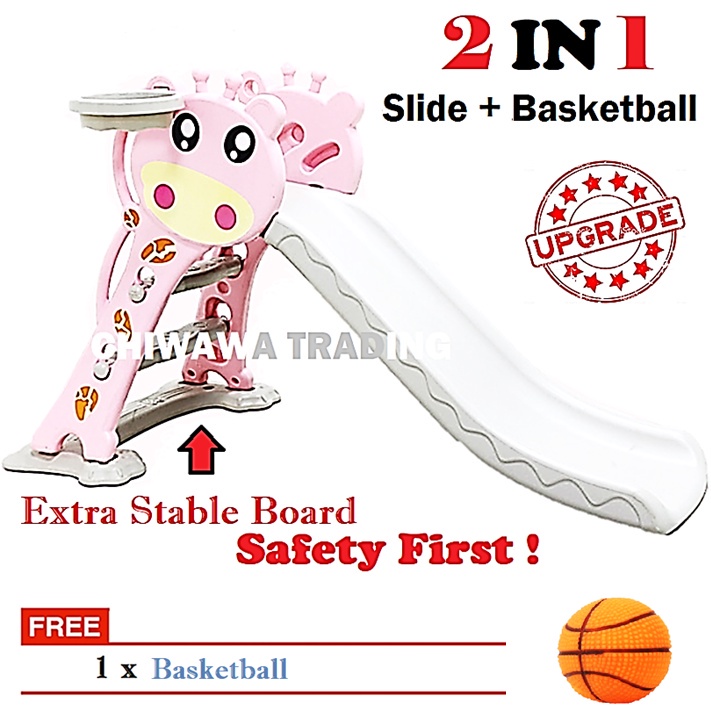 【Free Gift】Extra Big Stable Board Playground - Foldable Slide + Basketball / Gelongsor