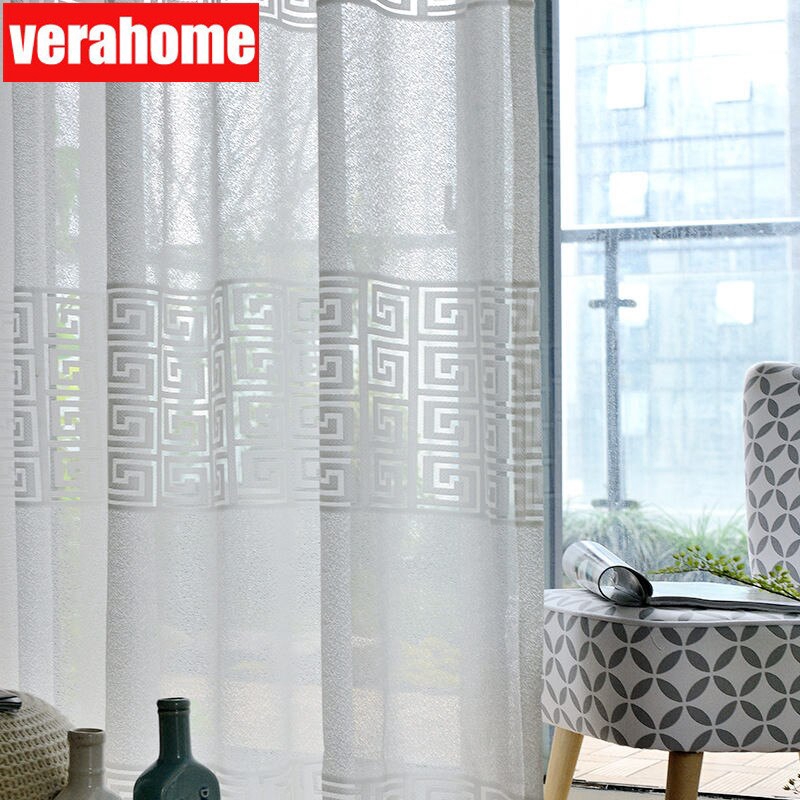 White Tulle Voile Sheers Curtains Langsir Moden For Living Room