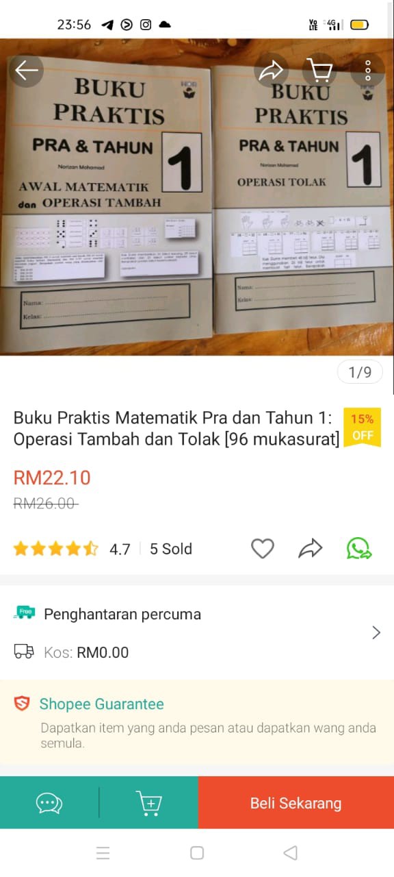 Buku Praktis Matematik Pra Dan Tahun 1 Operasi Tambah Dan Tolak 96 Mukasurat Shopee Malaysia